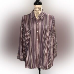 Liz Claiborne Striped Button-Up Shirt Size 18W